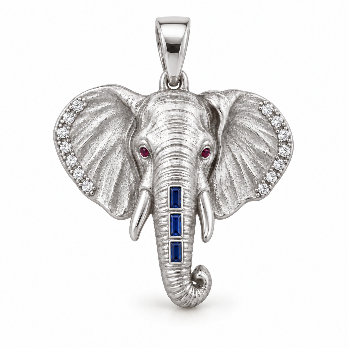 Savanne Elephant Pendant — hero — [metal:white-gold] — Model styling:19-inch (48.3 cm) chain; pendant sold separately