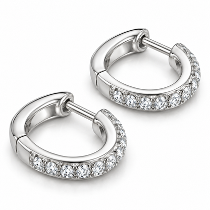 [metal:white-gold] Seraphine Huggie Earrings — three-quarter — illustrative design render [catalog-v2]