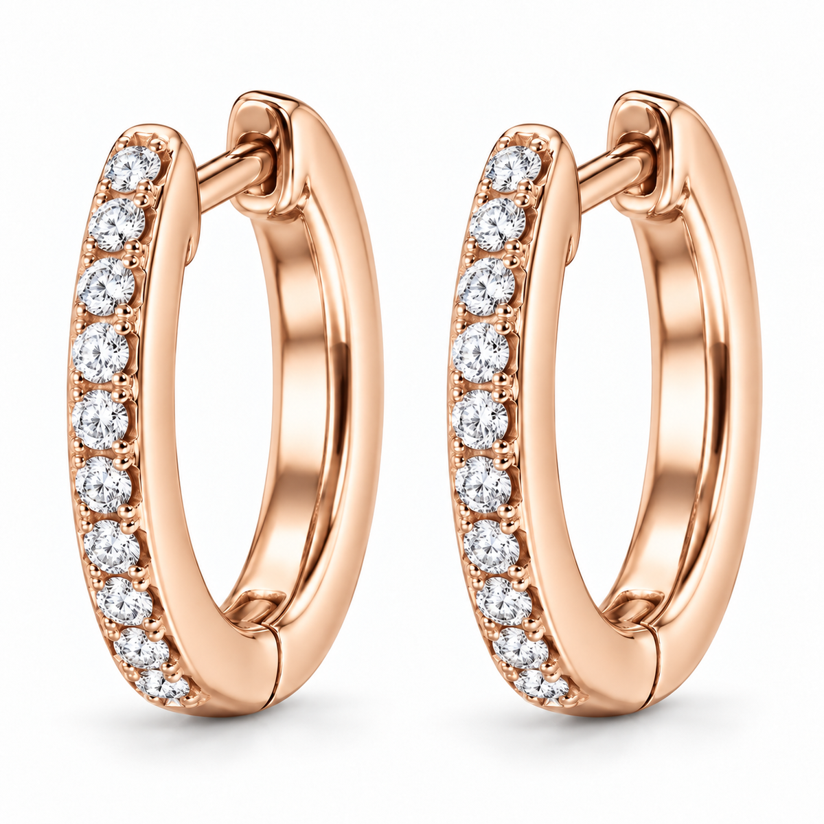 [metal:rose-gold] Seraphine Huggie Earrings — front — illustrative design render [catalog-v2]