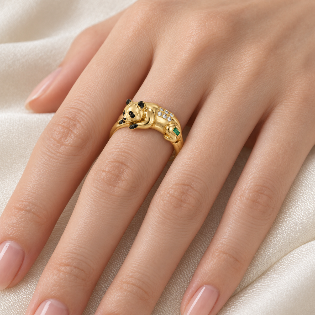 Shilin Panda Ring — worn view — [metal:all]