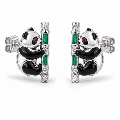 Shu Bamboo Panda Studs - hero - [metal:platinum]