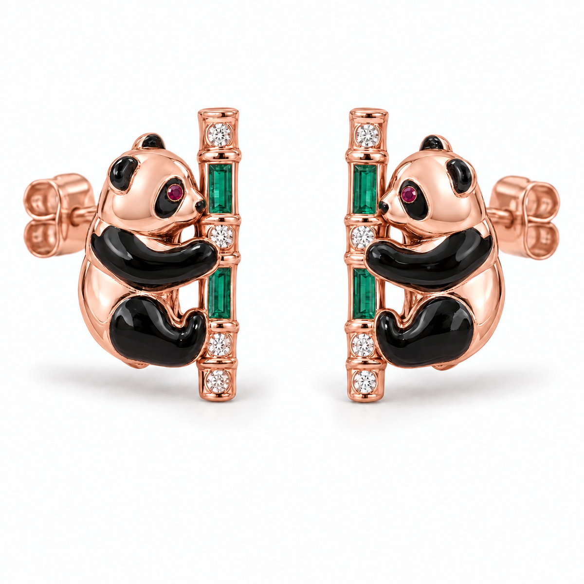Shu Bamboo Panda Studs — hero — [metal:rose-gold]