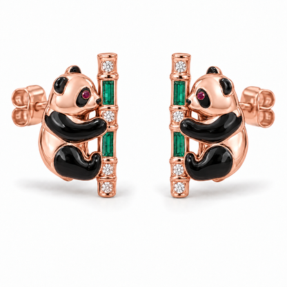 Shu Bamboo Panda Studs — hero — [metal:rose-gold]