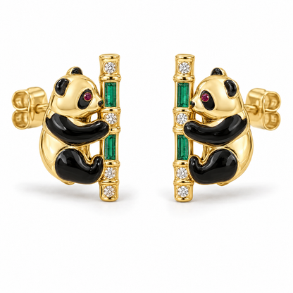 Shu Bamboo Panda Studs — hero — [metal:yellow-gold]