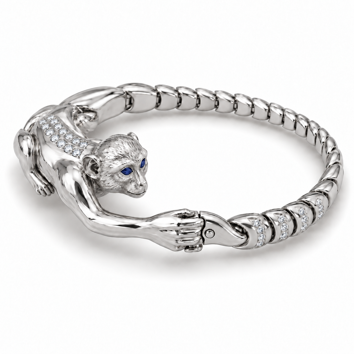 Singe Monkey Bracelet — hero — [metal:white-gold]