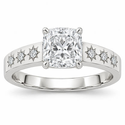[metal:white-gold] Solara Stargrain Pavé Setting — front — Original setting design illustration [catalog-v4]