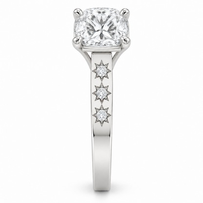 [metal:white-gold] Solara Stargrain Pavé Setting — side-profile — Original setting design illustration [catalog-v4]
