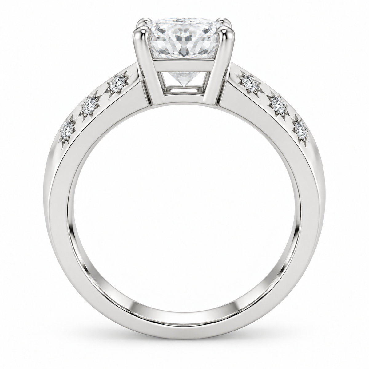 [metal:white-gold] Solara Stargrain Pavé Setting — top — Original setting design illustration [catalog-v4]