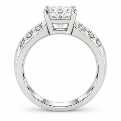 [metal:white-gold] Solara Stargrain Pavé Setting — top — Original setting design illustration [catalog-v4]