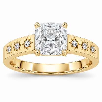 [metal:yellow-gold] Solara Stargrain Pavé Setting — front — Original setting design illustration [catalog-v4]