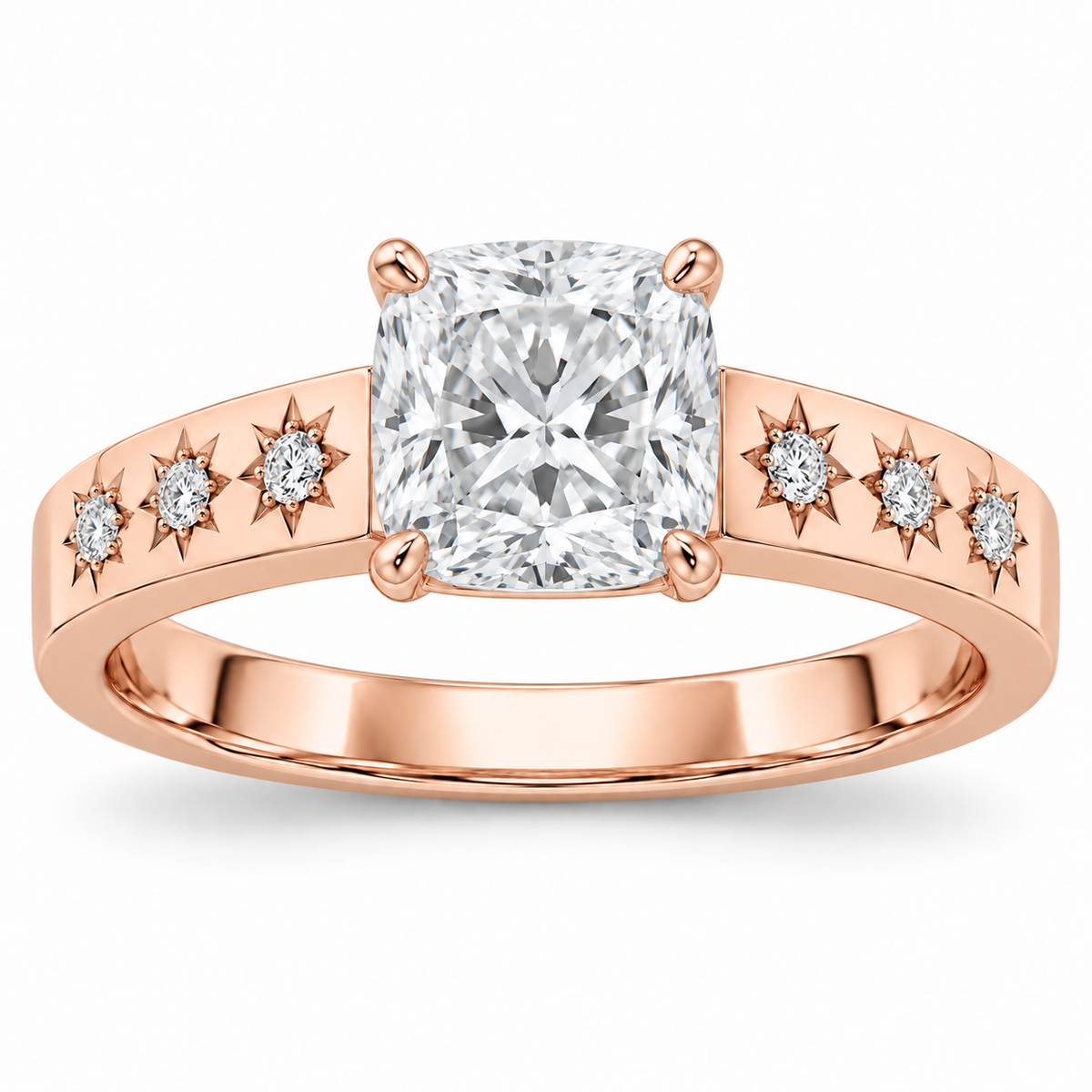 [metal:rose-gold] Solara Stargrain Pavé Setting — front — Original setting design illustration [catalog-v4]