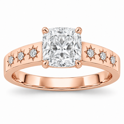 [metal:rose-gold] Solara Stargrain Pavé Setting — front — Original setting design illustration [catalog-v4]