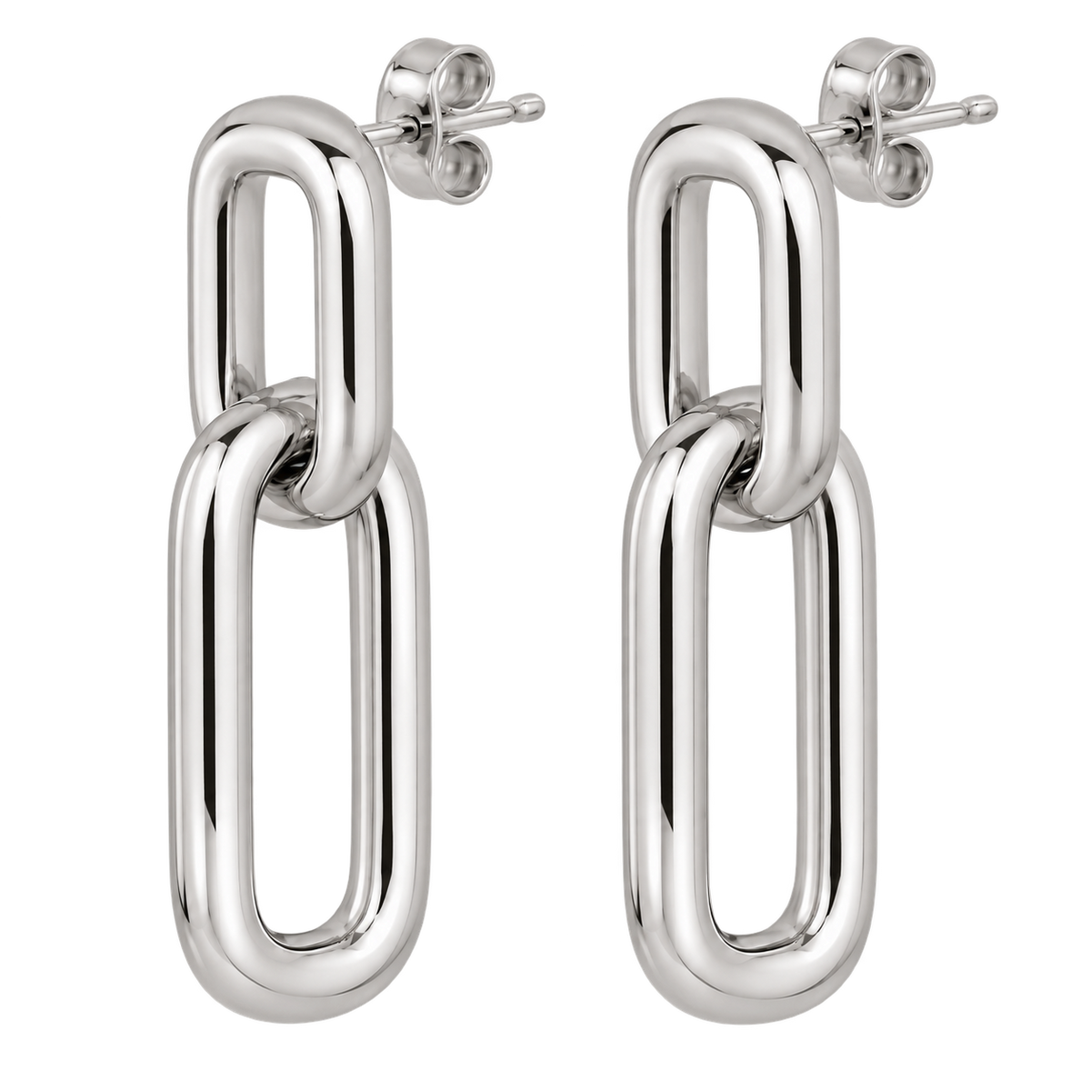 [metal:white-gold] Solea Rectangular Link Drops — three-quarter — Solea Rectangular Link Drops three-quarter design illustration [catalog-v4]