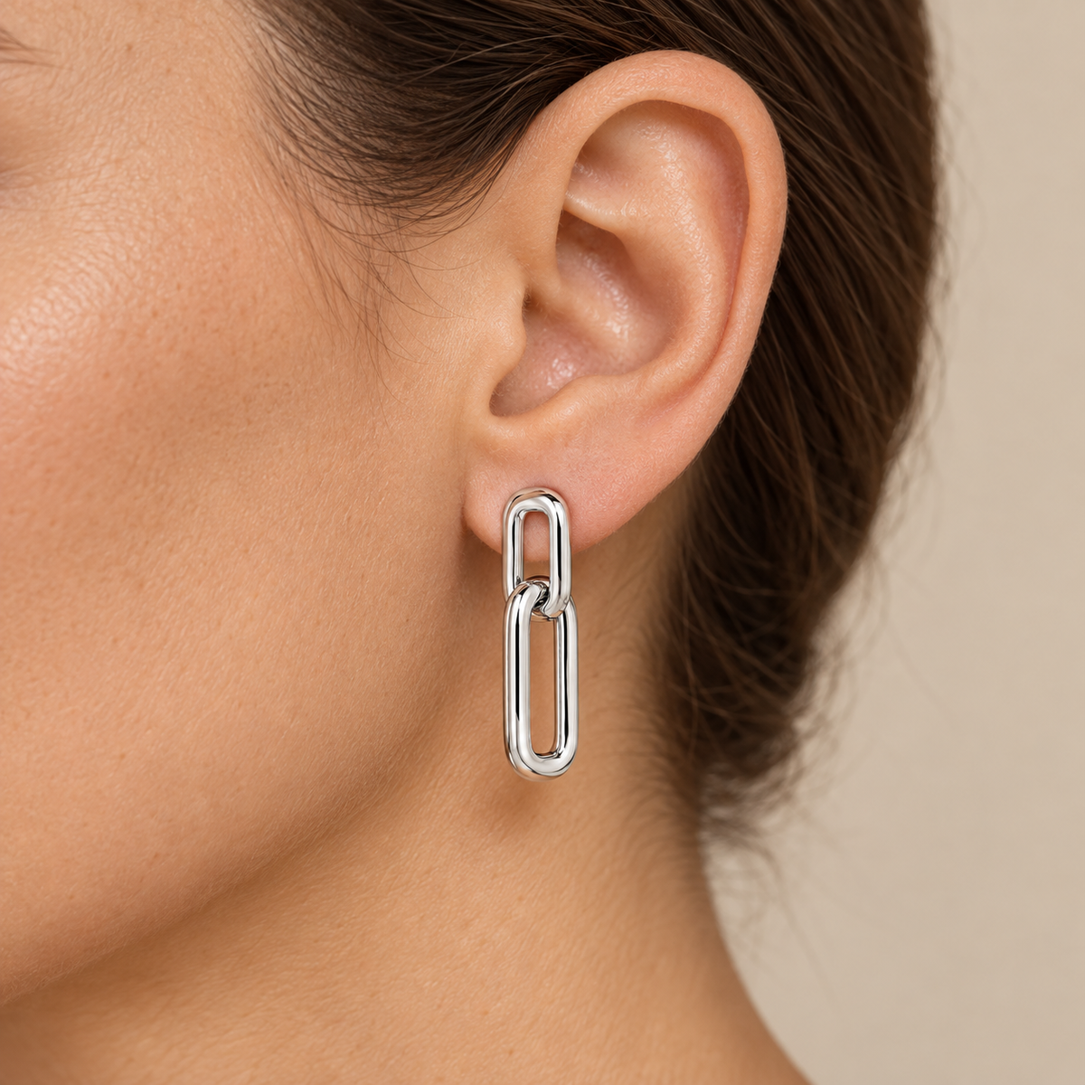 [metal:all] Solea Rectangular Link Drops — worn — Human-worn styling illustration [catalog-v4]