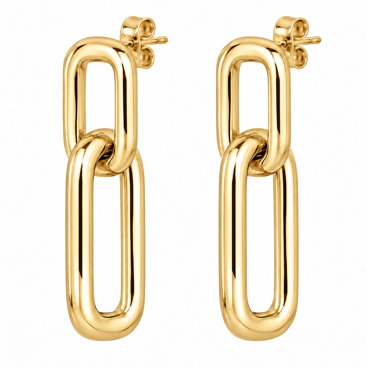 [metal:yellow-gold] Solea Rectangular Link Drops — front — Solea Rectangular Link Drops front design illustration [catalog-v4]