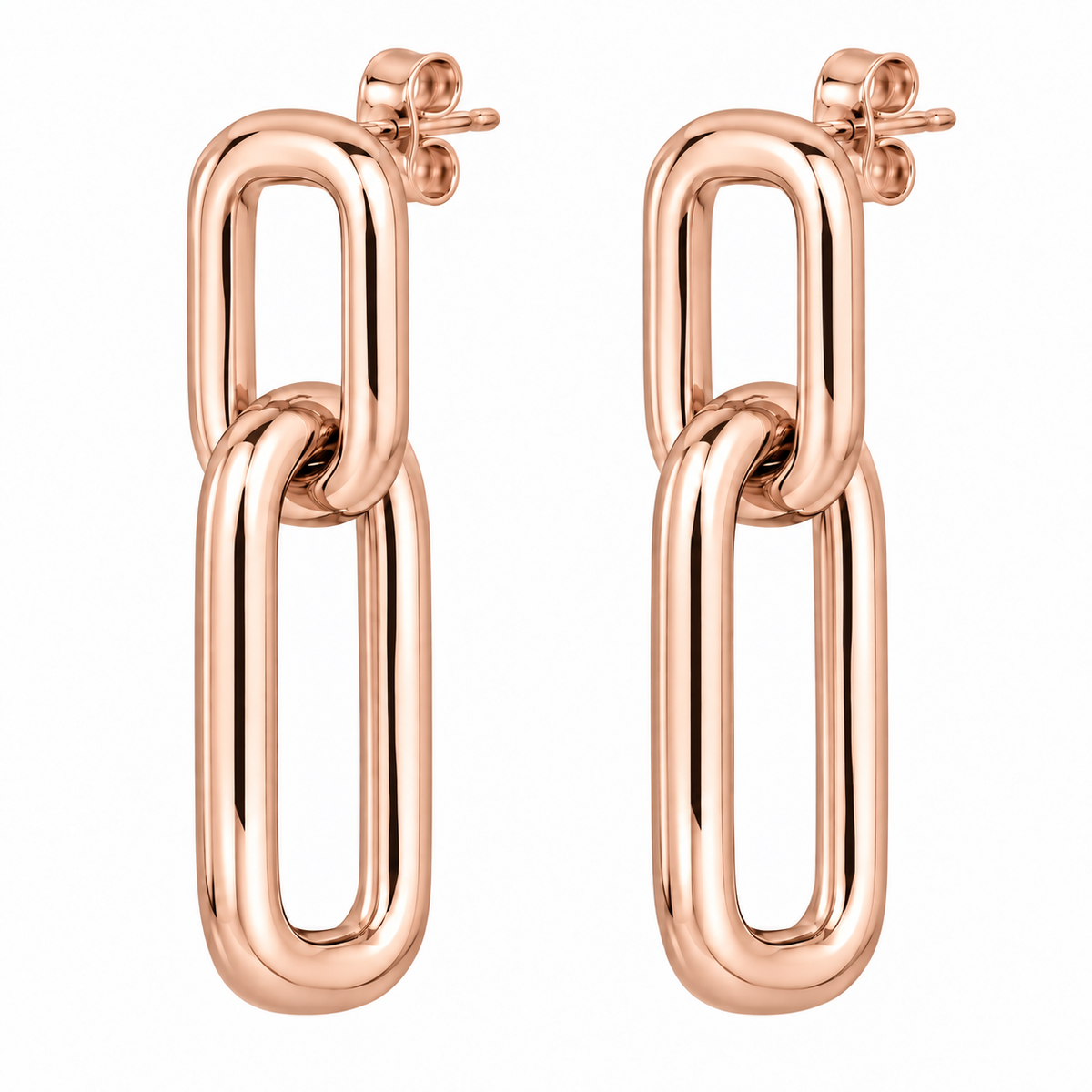 [metal:rose-gold] Solea Rectangular Link Drops — front — Solea Rectangular Link Drops front design illustration [catalog-v4]