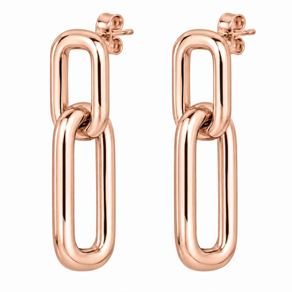 [metal:rose-gold] Solea Rectangular Link Drops — front — Solea Rectangular Link Drops front design illustration [catalog-v4]
