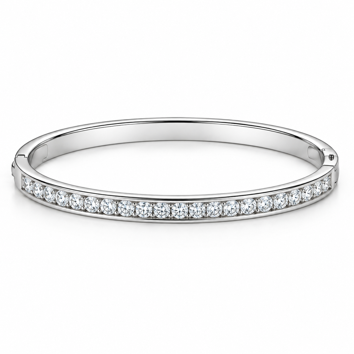 [metal:white-gold] Solenne Bangle — front — Diamond bangle, low oblique studio view [catalog-v4]