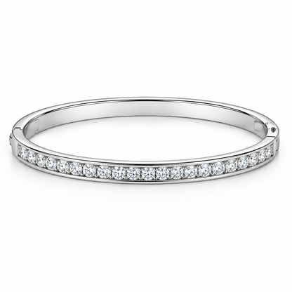 [metal:white-gold] Solenne Bangle — front — Diamond bangle, low oblique studio view [catalog-v4]