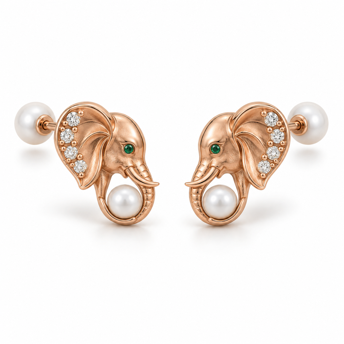 Soma Elephant Pearl Studs — hero — [metal:rose-gold]