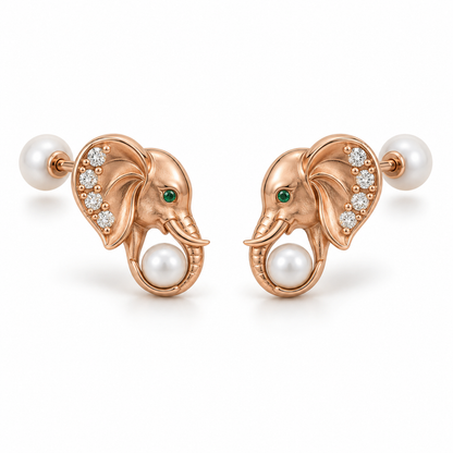 Soma Elephant Pearl Studs — hero — [metal:rose-gold]