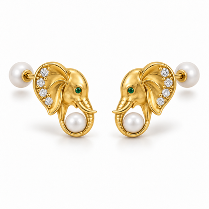 Soma Elephant Pearl Studs — hero — [metal:yellow-gold]