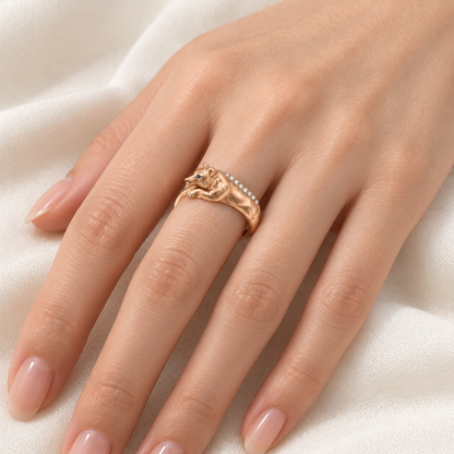 Somme Bear Ring — worn view — [metal:all]