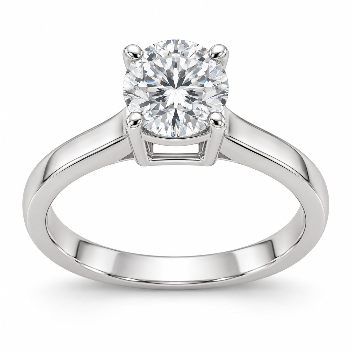 [metal:white-gold] Sorelle Bridge Solitaire Setting — front — Original setting design illustration [catalog-v4]