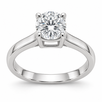 [metal:white-gold] Sorelle Bridge Solitaire Setting — front — Original setting design illustration [catalog-v4]