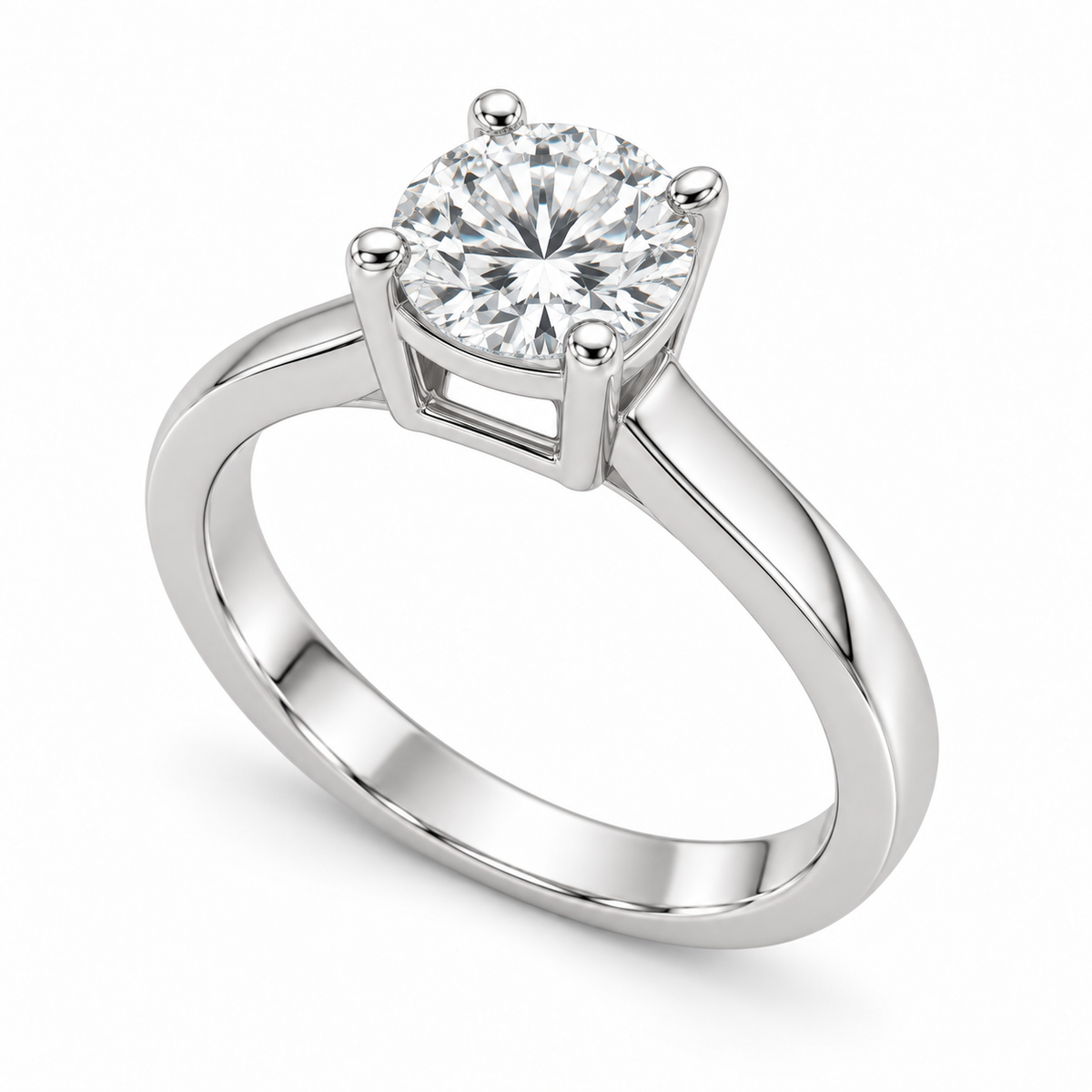 [metal:white-gold] Sorelle Bridge Solitaire Setting — three-quarter — Original setting design illustration [catalog-v4]