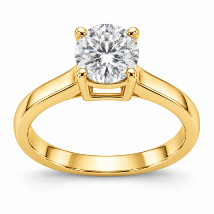 [metal:yellow-gold] Sorelle Bridge Solitaire Setting — front — Original setting design illustration [catalog-v4]