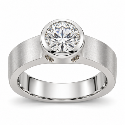 [metal:white-gold] Stellan Round Aperture Setting — front — Original setting design illustration [catalog-v4]