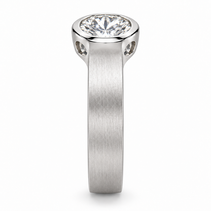 [metal:white-gold] Stellan Round Aperture Setting — side-profile — Original setting design illustration [catalog-v4]