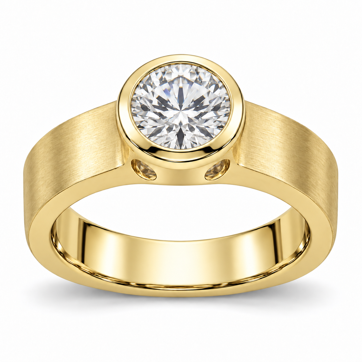 [metal:yellow-gold] Stellan Round Aperture Setting — front — Original setting design illustration [catalog-v4]