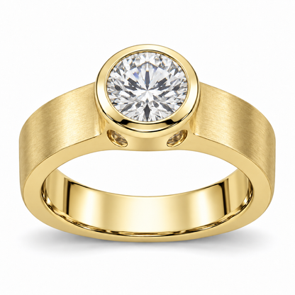 [metal:yellow-gold] Stellan Round Aperture Setting — front — Original setting design illustration [catalog-v4]