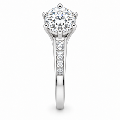 [metal:white-gold] Tavira Tapered-Channel Setting — side-profile — Original setting design illustration [catalog-v4]