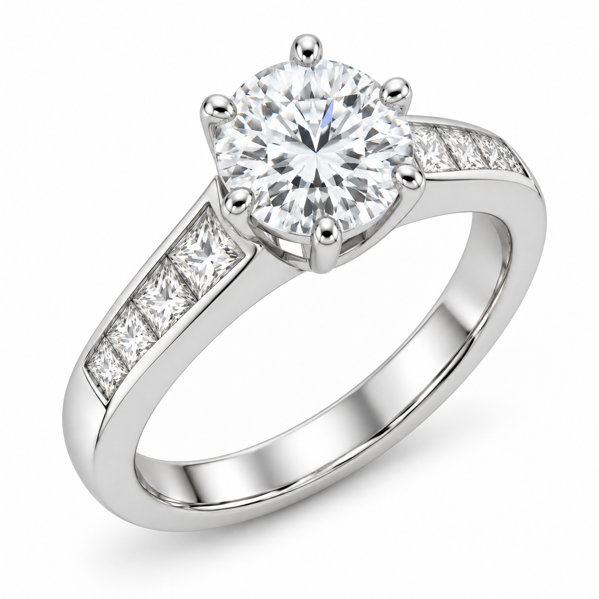 [metal:white-gold] Tavira Tapered-Channel Setting — three-quarter — Original setting design illustration [catalog-v4]