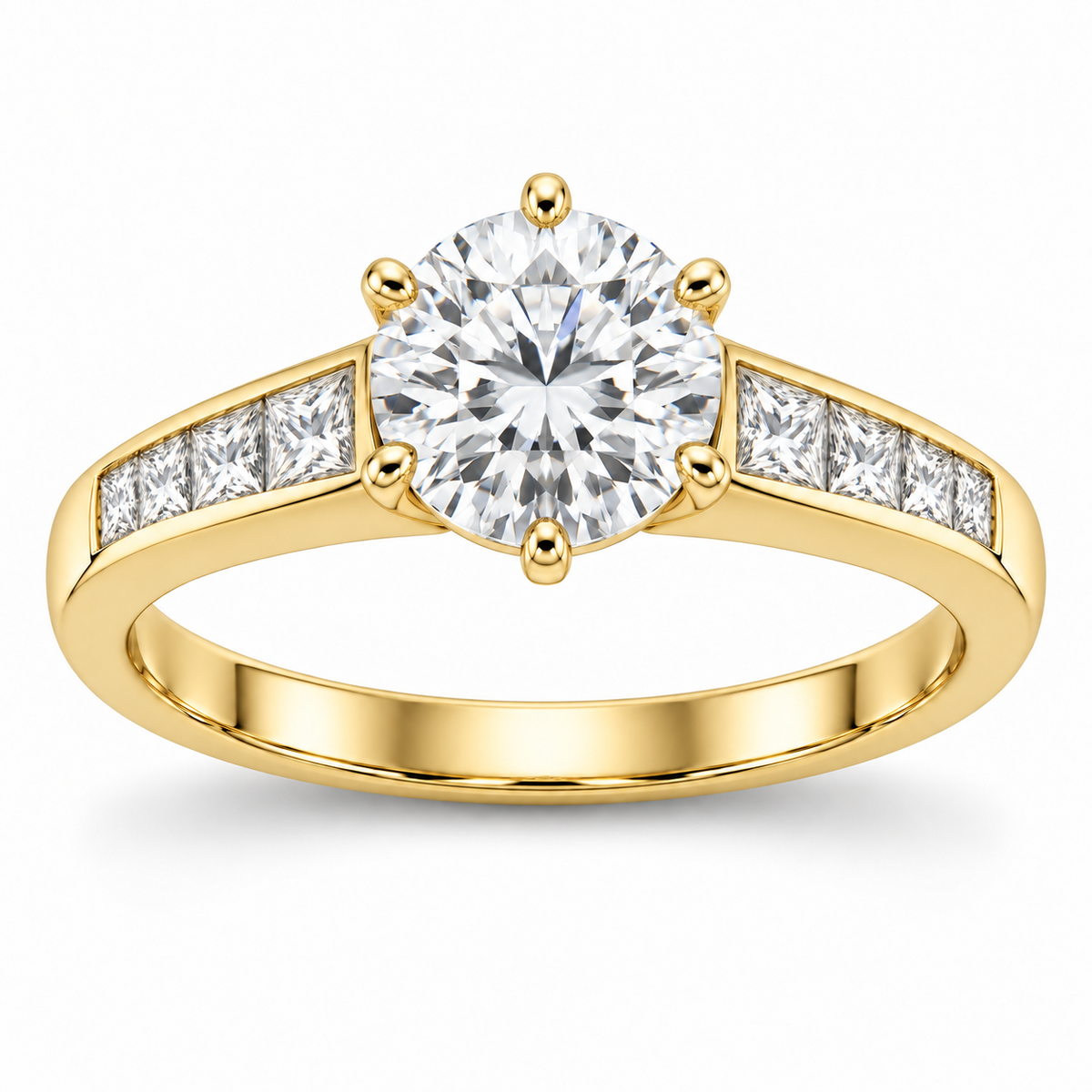 [metal:yellow-gold] Tavira Tapered-Channel Setting — front — Original setting design illustration [catalog-v4]