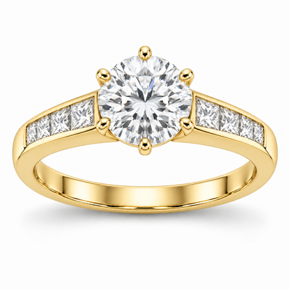 [metal:yellow-gold] Tavira Tapered-Channel Setting — front — Original setting design illustration [catalog-v4]