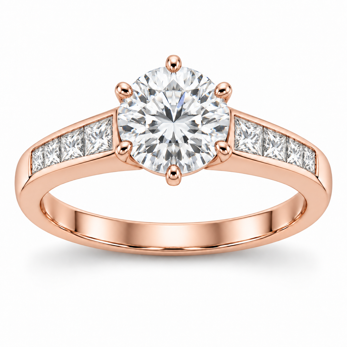 [metal:rose-gold] Tavira Tapered-Channel Setting — front — Original setting design illustration [catalog-v4]