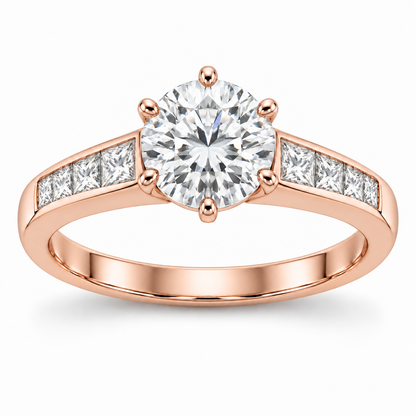 [metal:rose-gold] Tavira Tapered-Channel Setting — front — Original setting design illustration [catalog-v4]