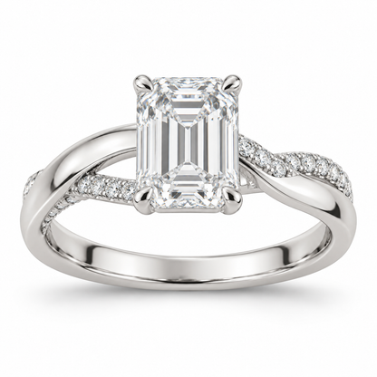 [metal:white-gold] Thalia Asymmetric Twist Setting — front — Original setting design illustration [catalog-v4]