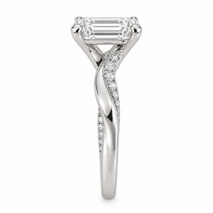 [metal:white-gold] Thalia Asymmetric Twist Setting — side-profile — Original setting design illustration [catalog-v4]