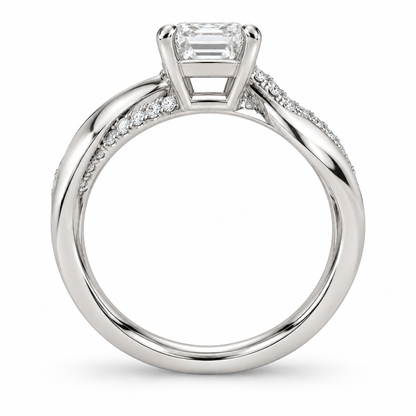 [metal:white-gold] Thalia Asymmetric Twist Setting — top — Original setting design illustration [catalog-v4]
