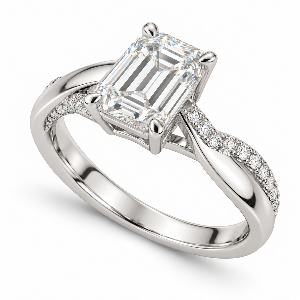 [metal:white-gold] Thalia Asymmetric Twist Setting — three-quarter — Original setting design illustration [catalog-v4]