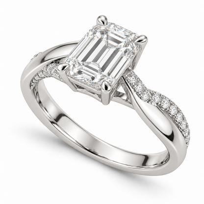 [metal:white-gold] Thalia Asymmetric Twist Setting — three-quarter — Original setting design illustration [catalog-v4]
