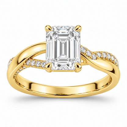 [metal:yellow-gold] Thalia Asymmetric Twist Setting — front — Original setting design illustration [catalog-v4]