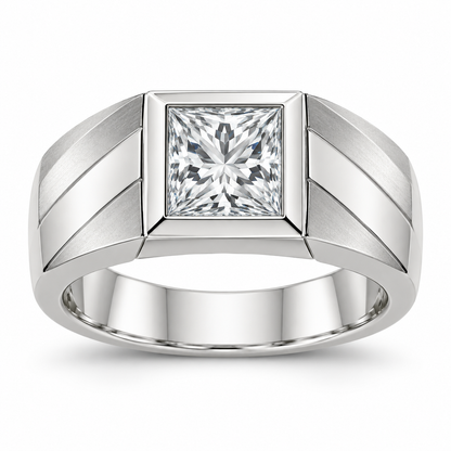 [metal:white-gold] Theron Faceted Solitaire Setting — front — Original setting design illustration [catalog-v4]