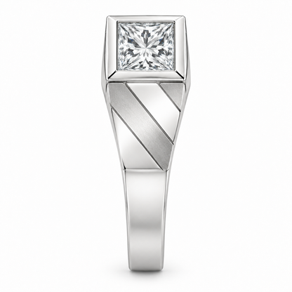 [metal:white-gold] Theron Faceted Solitaire Setting — side-profile — Original setting design illustration [catalog-v4]