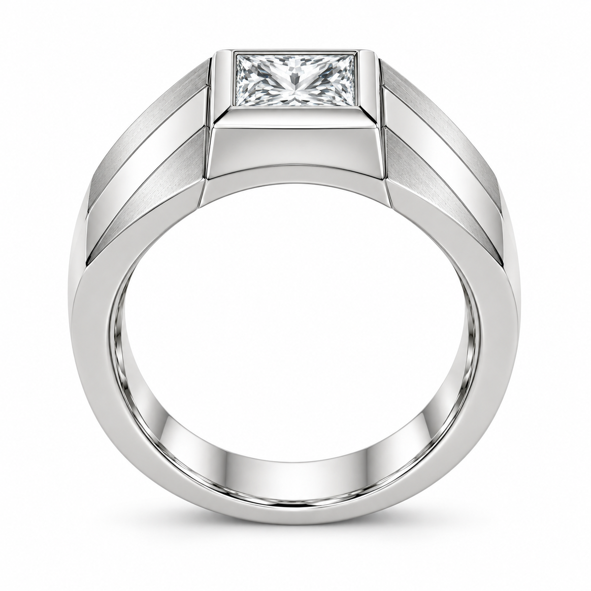 [metal:white-gold] Theron Faceted Solitaire Setting — top — Original setting design illustration [catalog-v4]